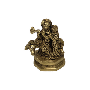 2.5" Brass Radha Krishna with Cow - BRT136