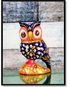 Blue Painted Sitting Owl